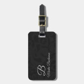 voor de Traveler Black Damask Monogrammed Bagagelabel (Voorkant verticaal)