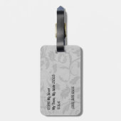 voor de Traveler Black Damask Monogrammed Bagagelabel (Achterkant verticaal)