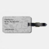 voor de Traveler Black Damask Monogrammed Bagagelabel (Achterkant horizontaal)