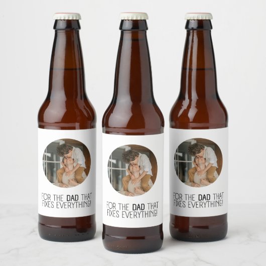Voor de vader die alles oplost." bier etiket (Flessen)