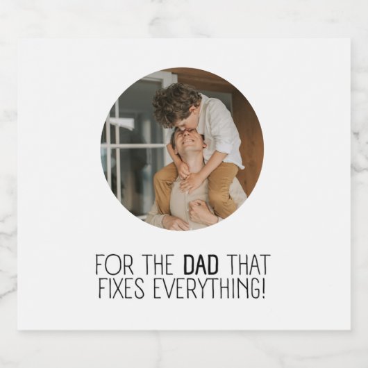 Voor de vader die alles oplost." bier etiket (Enkel label)