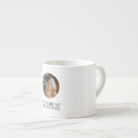 Voor de vader die alles oplost." espresso kop (Voorkant rechts)