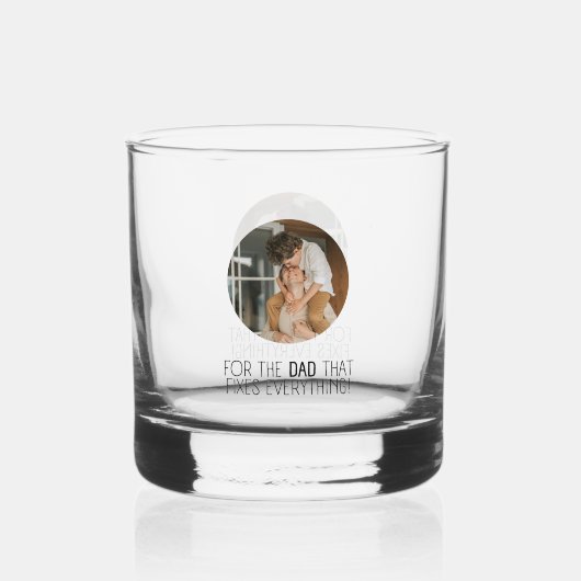 Voor de vader die alles oplost." whisky glas (Achterkant)