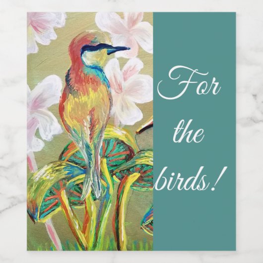 "Voor de vogels!" het schilderen van wijnetiket Wijn Etiket (Enkel label)