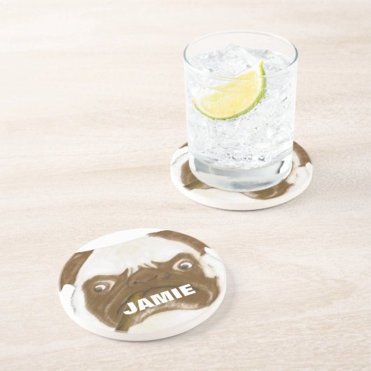 Voor die Cigar Smoki Grumpy AFICIONADO Puggy Cigar Zandsteen Onderzetter (Zijkant)