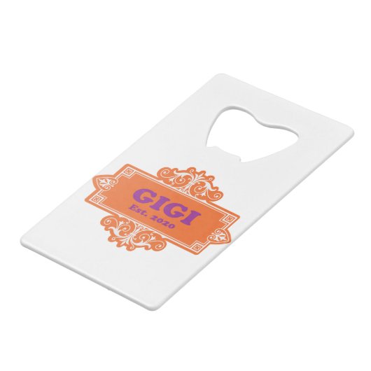 Voor die speciale "GiGi 2020" Creditkaart Flessenopener (Achterkant Gekanteld)