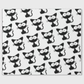 Voor Dierenvrienden: Cute Black Cat/Kitten Pattern Cadeaupapier (Vlak)