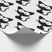 Voor Dierenvrienden: Cute Black Cat/Kitten Pattern Cadeaupapier (Hoek)