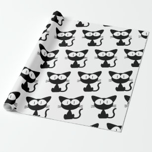 Voor Dierenvrienden: Cute Black Cat/Kitten Pattern Cadeaupapier