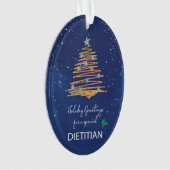 Voor Dietitian Kerstboom op Navy Custom Name Ornament (voorkant)