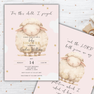 Voor dit kind bad ik religieus roze lamsmeisje kaart