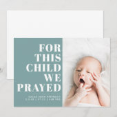 Voor dit kind hebben we Blauwgroen blauwe foto gem Aankondiging (Voorkant / Achterkant)