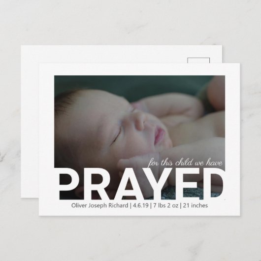 Voor dit kind hebben we de geboorteaankondiging ge aankondigingskaart (Voorkant / Achterkant)