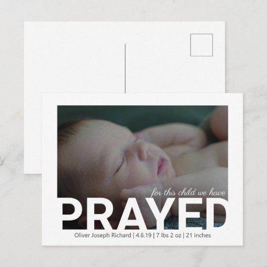 Voor dit kind hebben we de geboorteaankondiging ge aankondigingskaart (Voorkant / Achterkant)