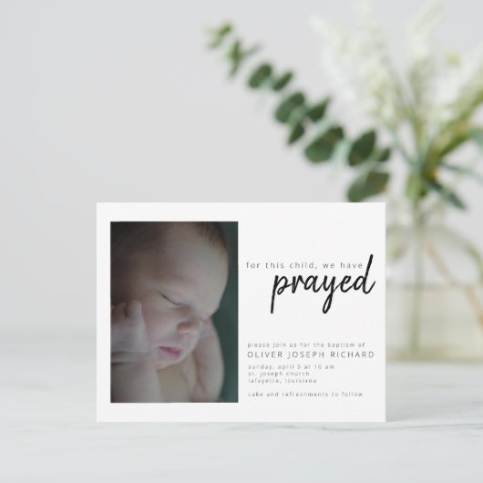 Voor dit kind hebben we een uitnodiging tot baptis (Staand voorkant)