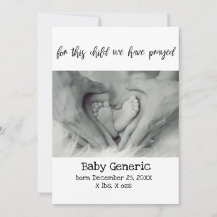 Voor dit kind hebben we geboorteaankondiging gebet aankondiging