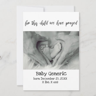 Voor dit kind hebben we geboorteaankondiging gebet aankondiging