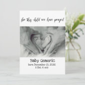 Voor dit kind hebben we geboorteaankondiging gebet aankondiging (Staand voorkant)