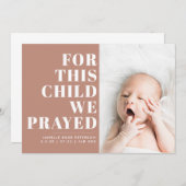 Voor dit kind hebben wij de Foto van de Schrift va Aankondiging (Voorkant / Achterkant)