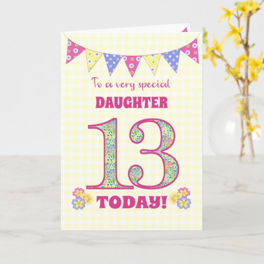 Voor dochter 13e verjaardag Sleutelbloemen Slaglin Kaart (Gele Bloem)