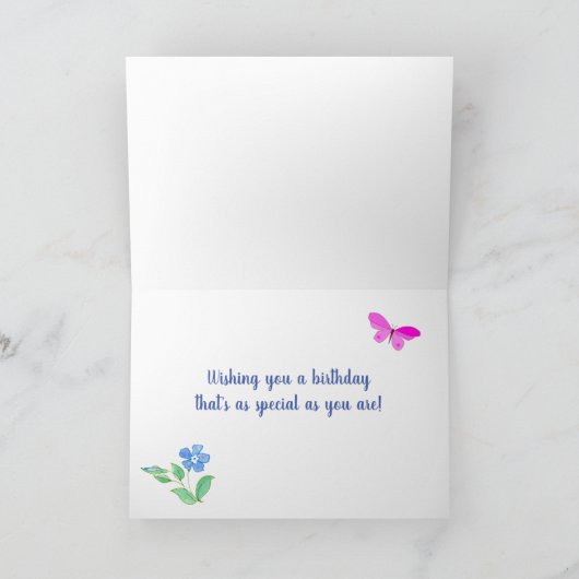 Voor Dochter Birthday Pink en Blue Periwinkles Feestdagen Kaart (Binnen)