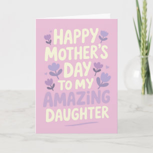 Voor dochter Gelukkige Moederdag Paarse Bloemen Kaart