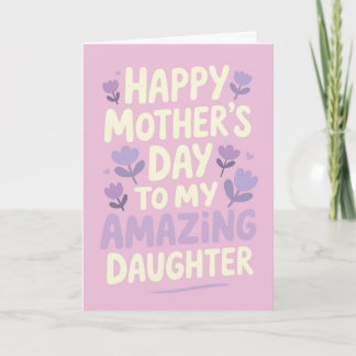 Voor dochter Gelukkige Moederdag Paarse Bloemen Kaart