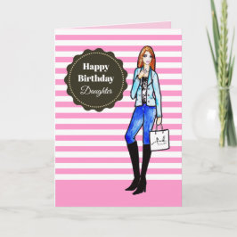 Voor Dochter op Birthday Girl met Denim Jacket Kaart