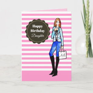 Voor Dochter op Birthday Girl met Denim Jacket Kaart