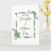 Voor Dochter op Moederdag Groene Bladeren Kaart (Gele Bloem)