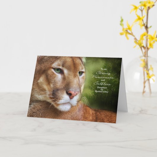 voor Dochter op Moederdag Mountain Lion Kaart (Gele Bloem)
