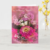 Voor Dochter op Moederdag roze Feminine Bouquet Kaart (Gele Bloem)