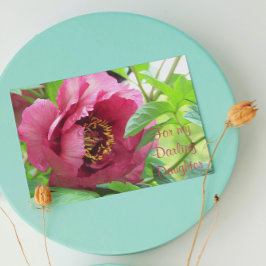 Voor dochter Rode Pioen Bloemige Moederdag Kaart