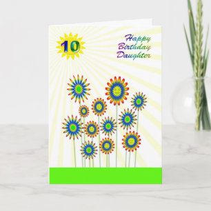 Voor dochter van 10 jaar, een gelukkige bloemen ka kaart