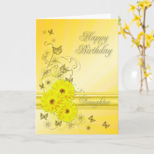 Voor Dochter, verjaardagskaart met gele bloemen Kaart (Gele Bloem)