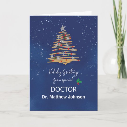 Voor Doctor Christmas Tree  naam Kaart (Voorkant)