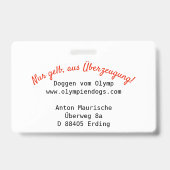 Voor Doggen VIP's Badge (Achterkant)