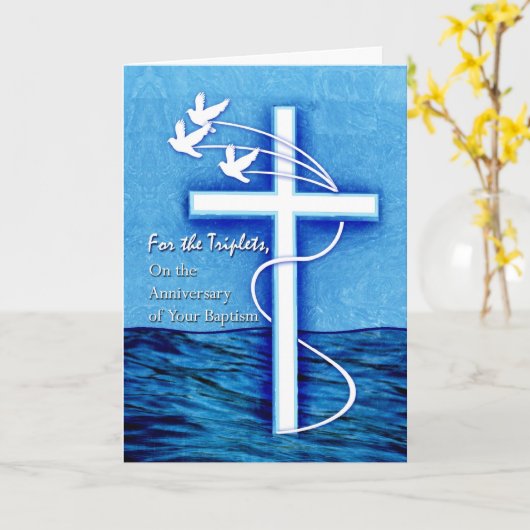 Voor drievoudig Jubileum van Baptisme Dove en Cros Kaart (Gele Bloem)