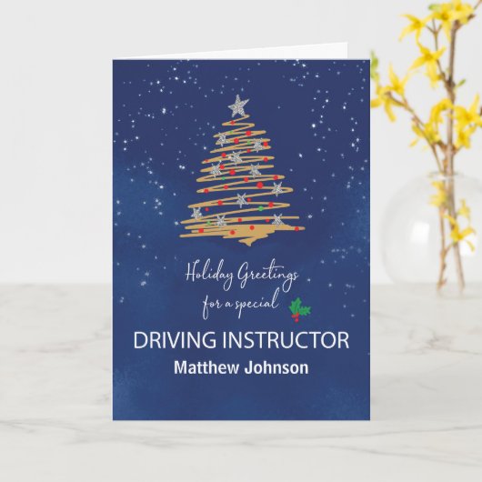 Voor Driving Instructor Christmas Tree aangepaste Kaart (Gele Bloem)