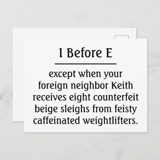 Voor E behalve Feestdagenkaart (Voorkant / Achterkant)