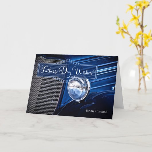 voor Echtgenoot in de Vaderdag Klassieke auto in b Kaart (Gele Bloem)