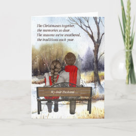 voor echtgenoot Jong Kaukasisch Koppel Kerstmis Feestdagen Kaart