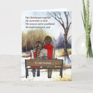 voor echtgenoot Jong Kaukasisch Koppel Kerstmis Feestdagen Kaart