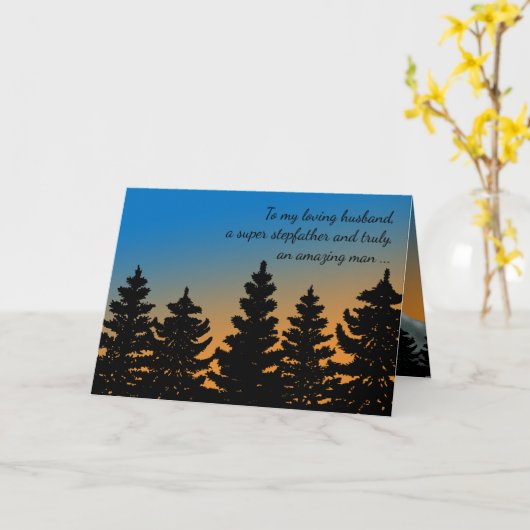 Voor echtgenoot | Stepfather | Vaderdag pijnbomen Kaart (Gele Bloem)