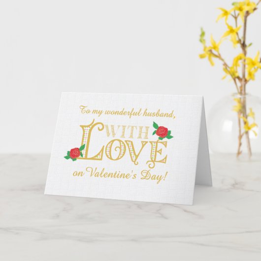 Voor echtgenoot-Valentijnsdag met rode rozenKaart Kaart (Gele Bloem)