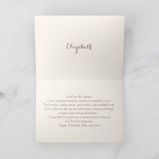 Voor Echtgenote op Aangepaste Valentijnsdag Feestdagen Kaart (Binnen)