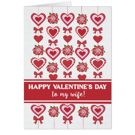 Voor echtgenote Valentijnsdag Rode Rozen Harten St (Voorkant)