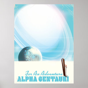 Voor een Adventure Retro Ski Sci-fi-poster Poster
