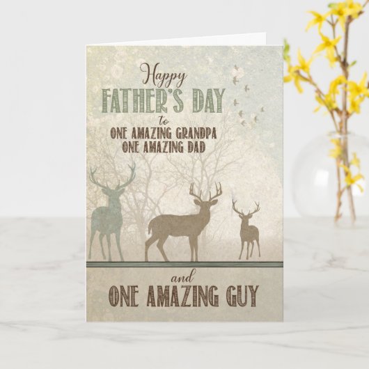 voor een AMAZING Grandpa Vaderdag Forest Deer Kaart (Gele Bloem)