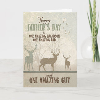 voor een AMAZING Grandson Vaderdag Forest Deer Kaart
